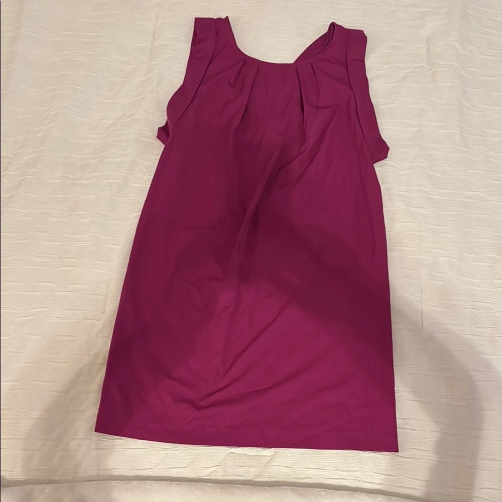 New York & Company Pink Asymmetrical Pleated Dress